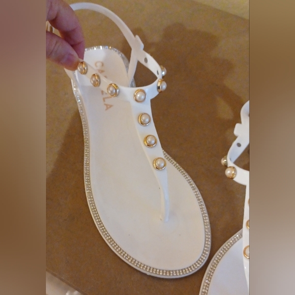 Carvela Kurt Geiger Pearl Jeweled & Rhinestones Flip Flop Sandals Size EU 40 - Picture 5 of 14